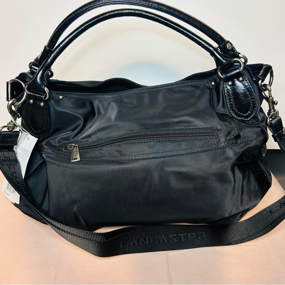 Lancaster Paris Black Nylon and Leather Leather Shoulder Bag with Slouchy Design - Picture 3 of 9